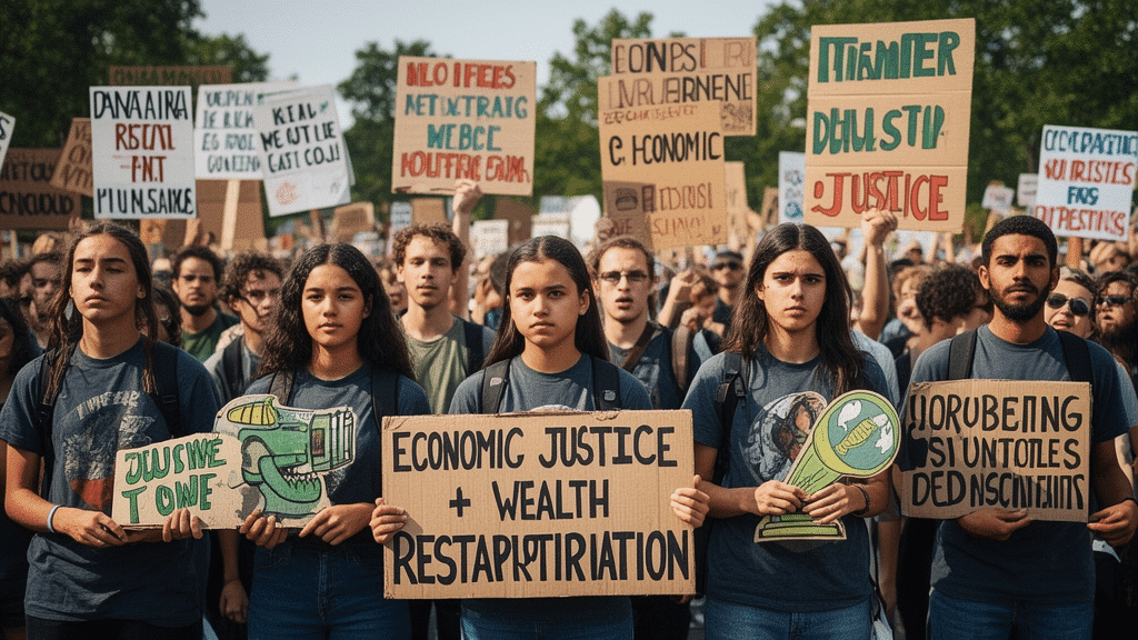 breaking the boomer wealth monopoly with economic justice protests