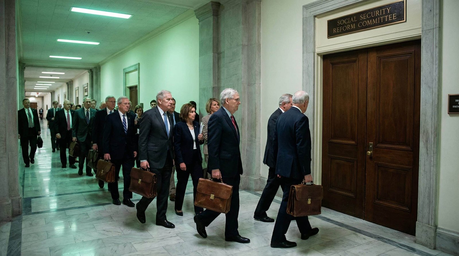 AARP lobbying influence — lobbyists blocking Social Security reform in Senate hallway