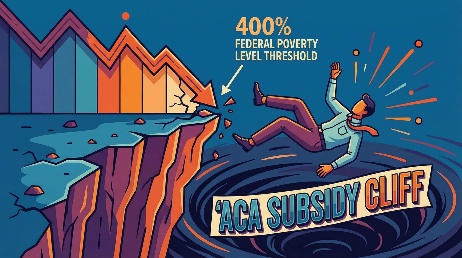 ACA subsidy cliff graph showing sharp drop at 400 percent federal poverty level in 2026