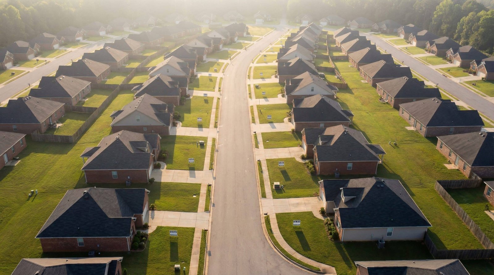 Atlanta suburban neighborhood with For Rent signs as corporate landlords dominate housing market