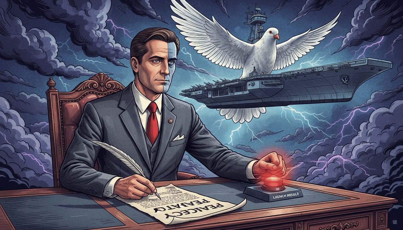 Duality of Trump - signing peace while launching missiles