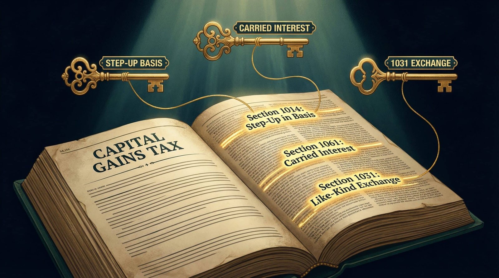 Tax code loopholes for capital gains including step-up basis and carried interest