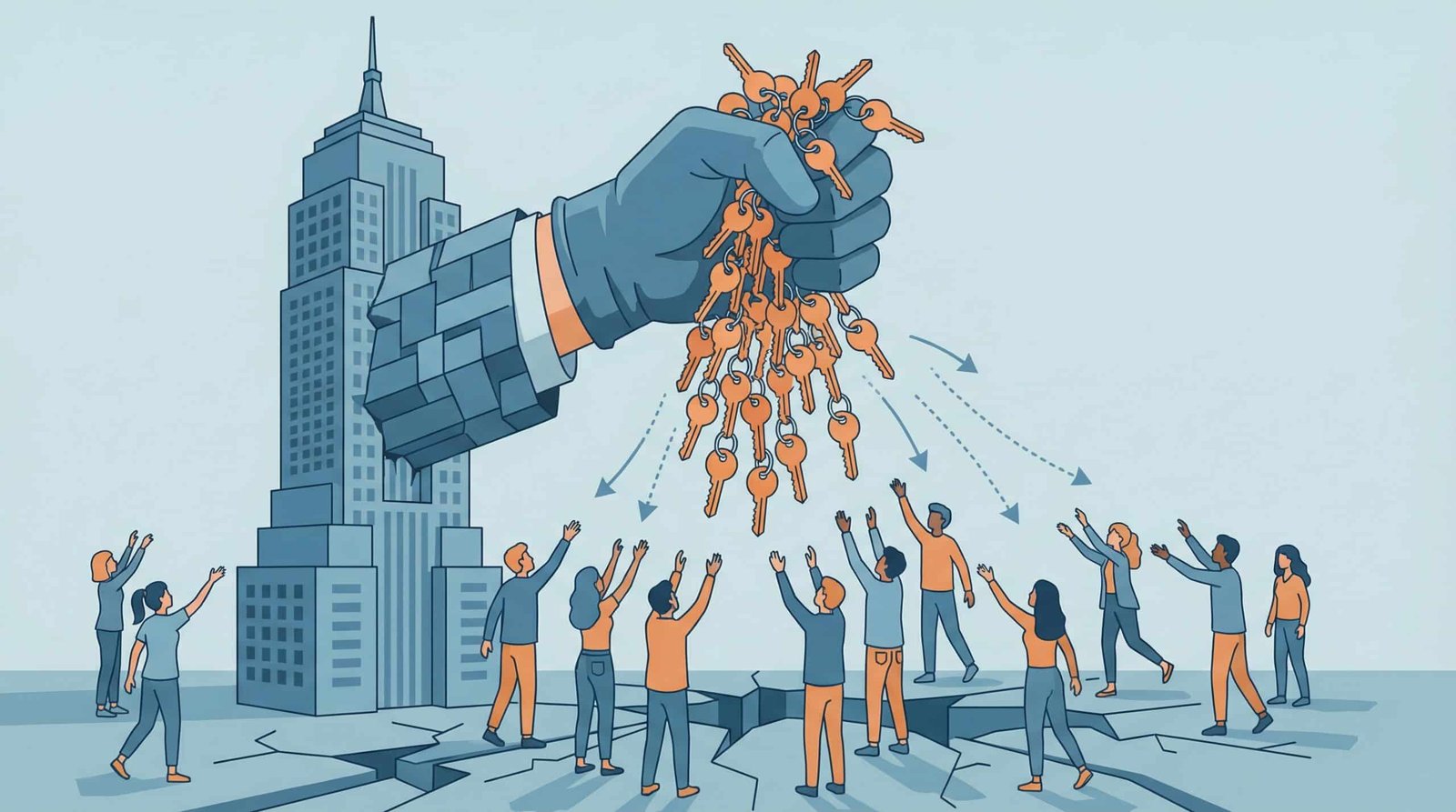 Wall Street institutional investors holding house keys while young Americans are locked out of homeownership