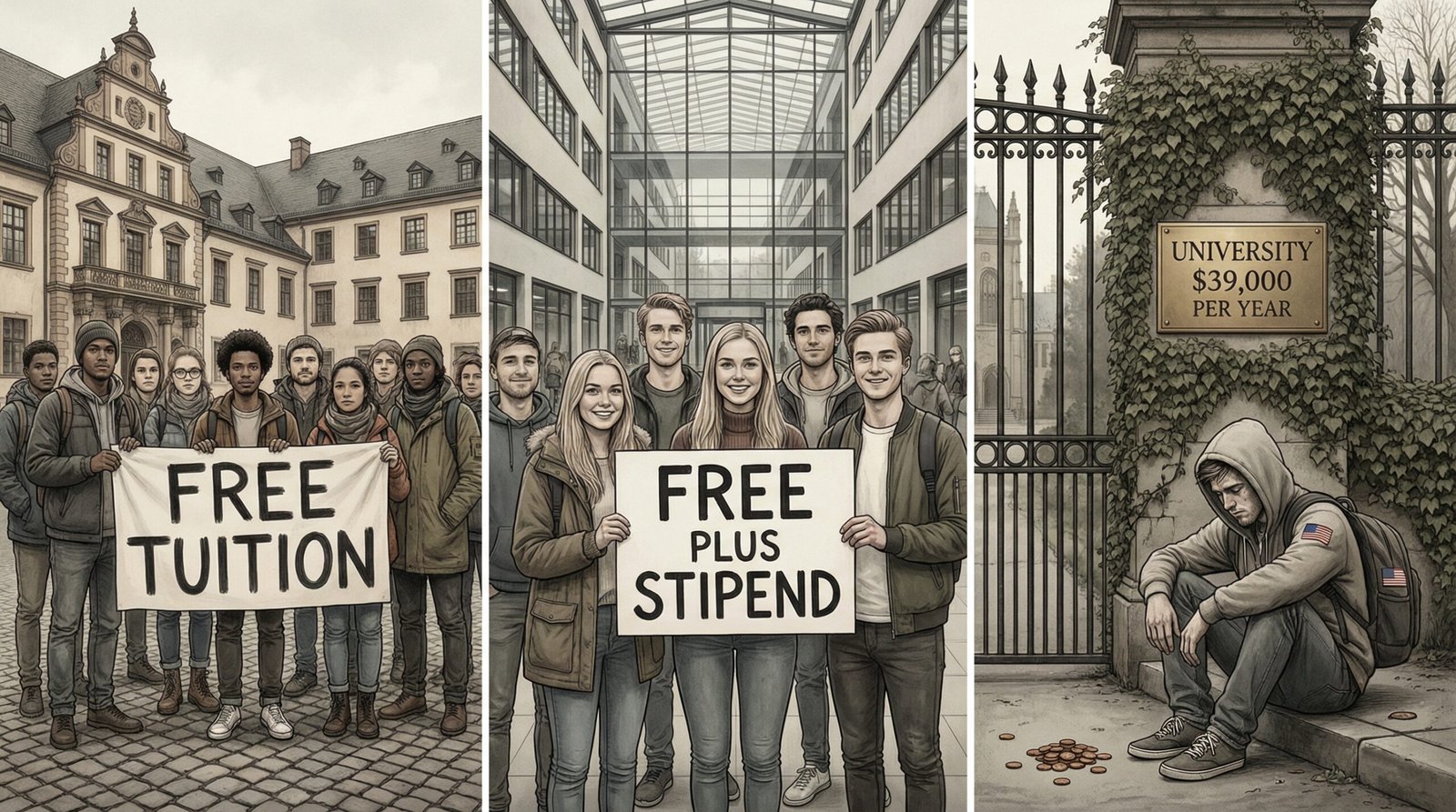 Germany and Norway free college tuition compared to American students paying 39000 per year