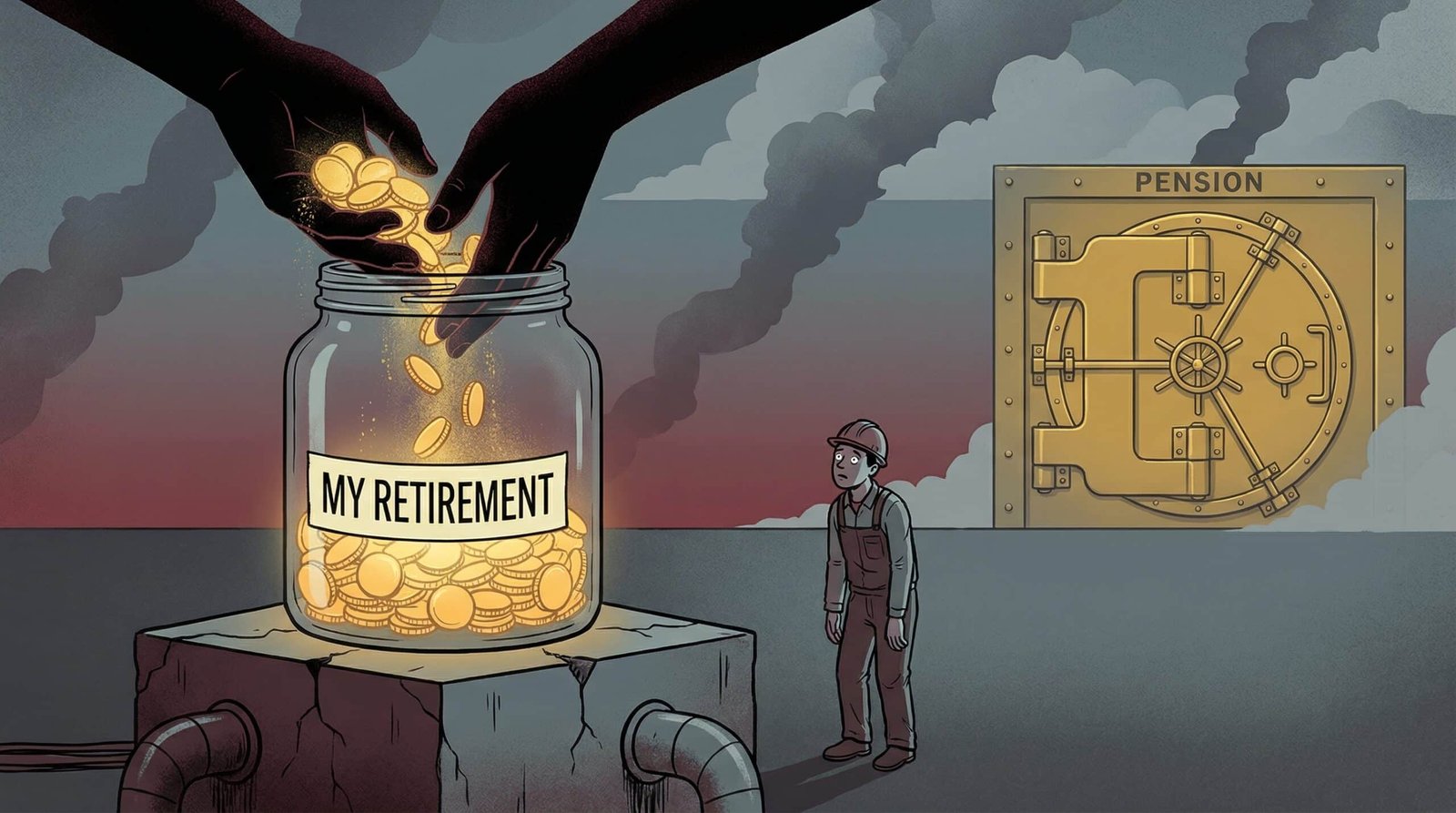 IRS government hands taking coins from 401k retirement jar penalty tax cost worker watching