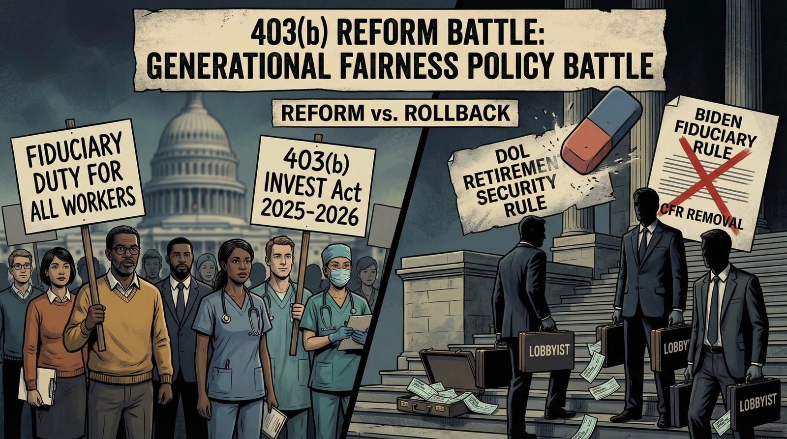 403b reform DOL fiduciary rule killed insurance lobby 403b INVEST Act collective investment trusts teachers