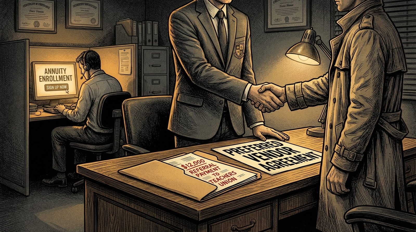 403b vendor referral kickback preferred vendor school district conflict of interest teachers union undisclosed