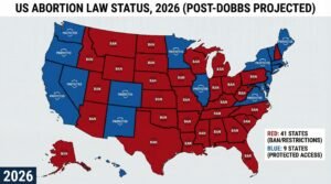 abortion access by state 41 states bans Dobbs 2022 patchwork