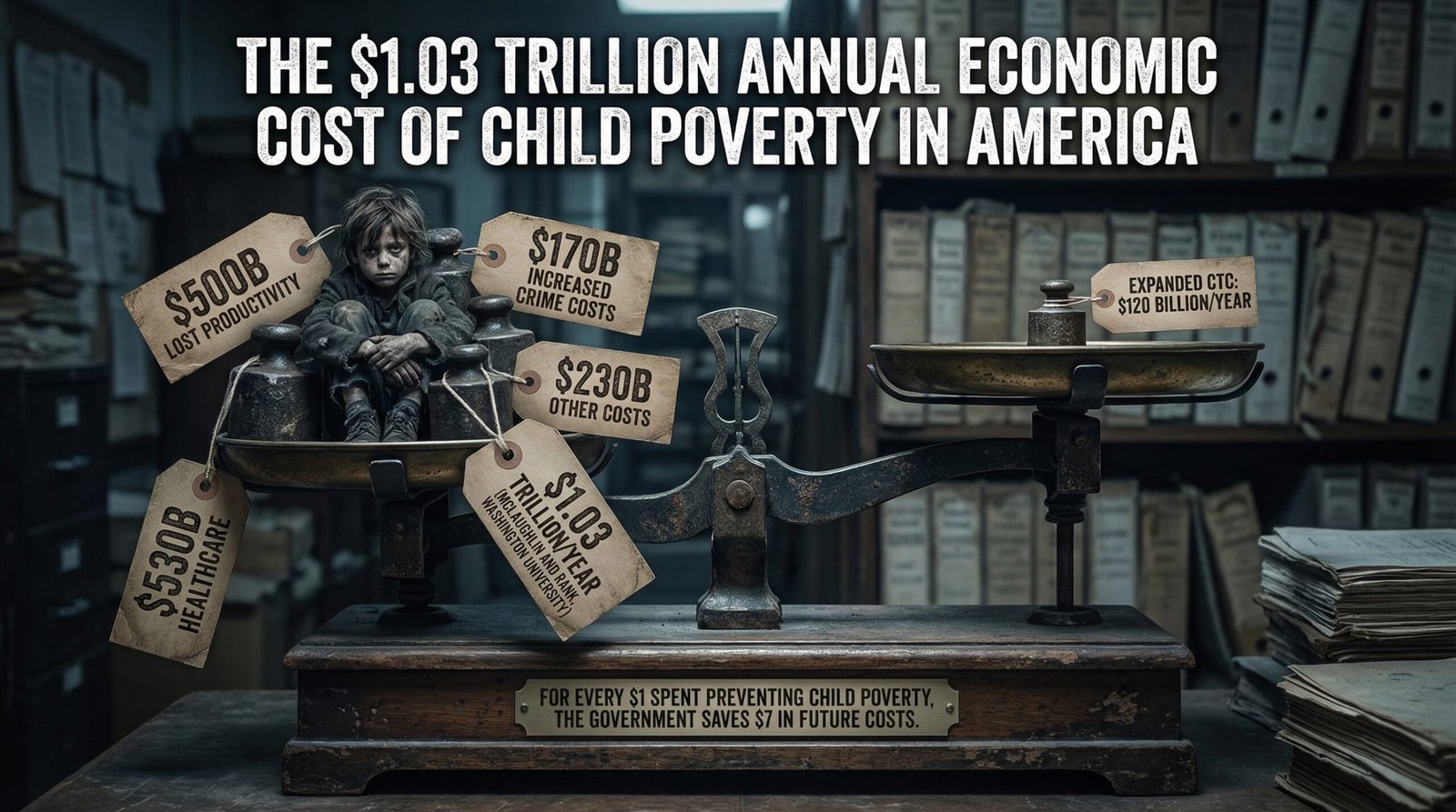 child poverty costs America 1.03 trillion dollars per year economic cost McLaughlin Rank study lost productivity crime health