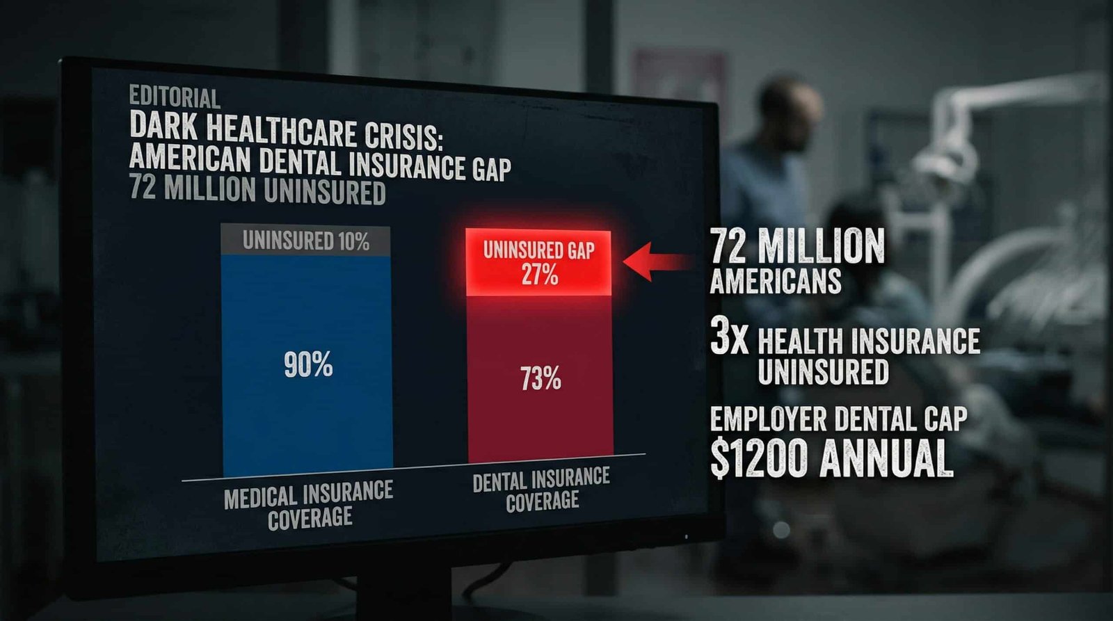 dental care costs america 72 million uninsured 27 percent coverage gap insurance