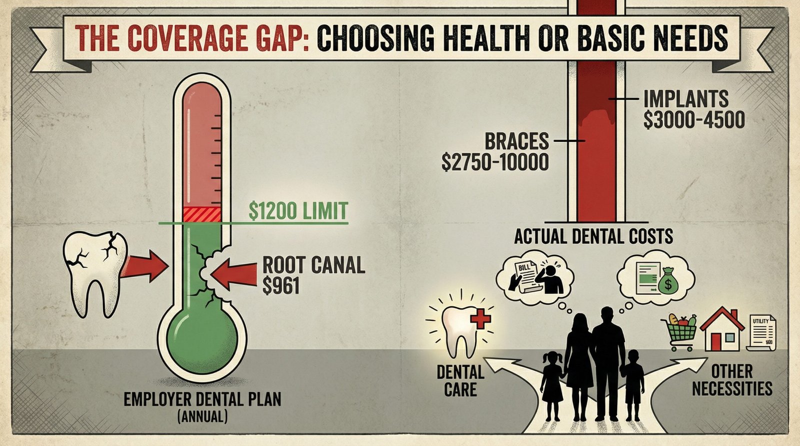 employer dental insurance $1200 annual cap orthodontics braces $7000 cost gap coverage limit
