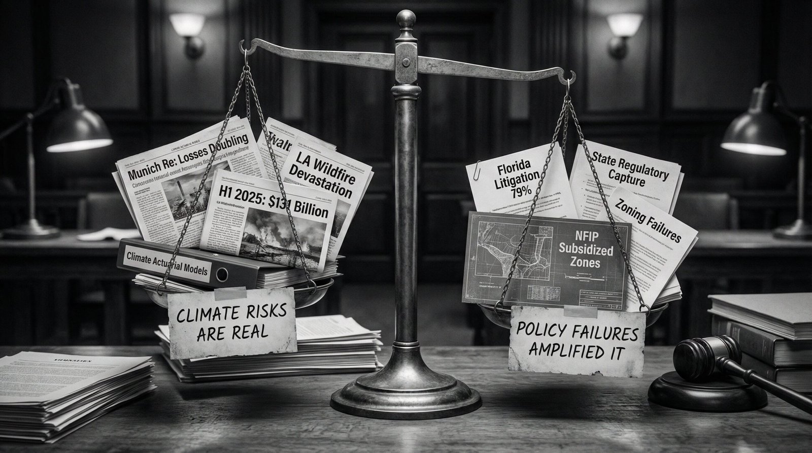 homeowners insurance crisis counter argument climate risk real catastrophe losses policy failure amplified NFIP litigation Florida