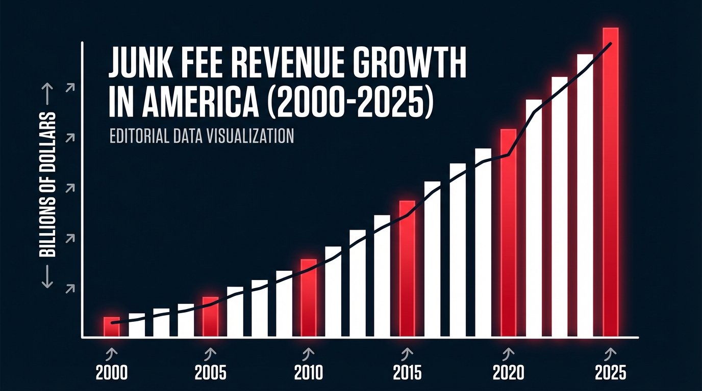 junk fees revenue growth in America bar chart 2000 to 2025 rising sharply