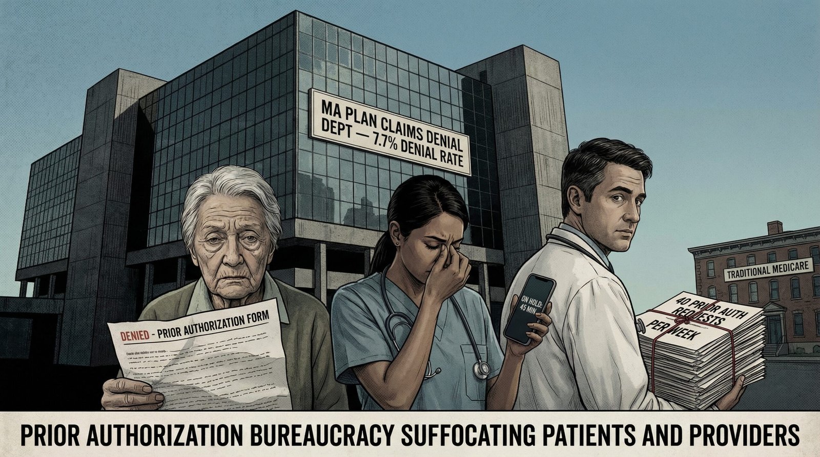 Medicare Advantage prior authorization denial 7.7% 4.1 million requests denied 2024 KFF healthcare burden