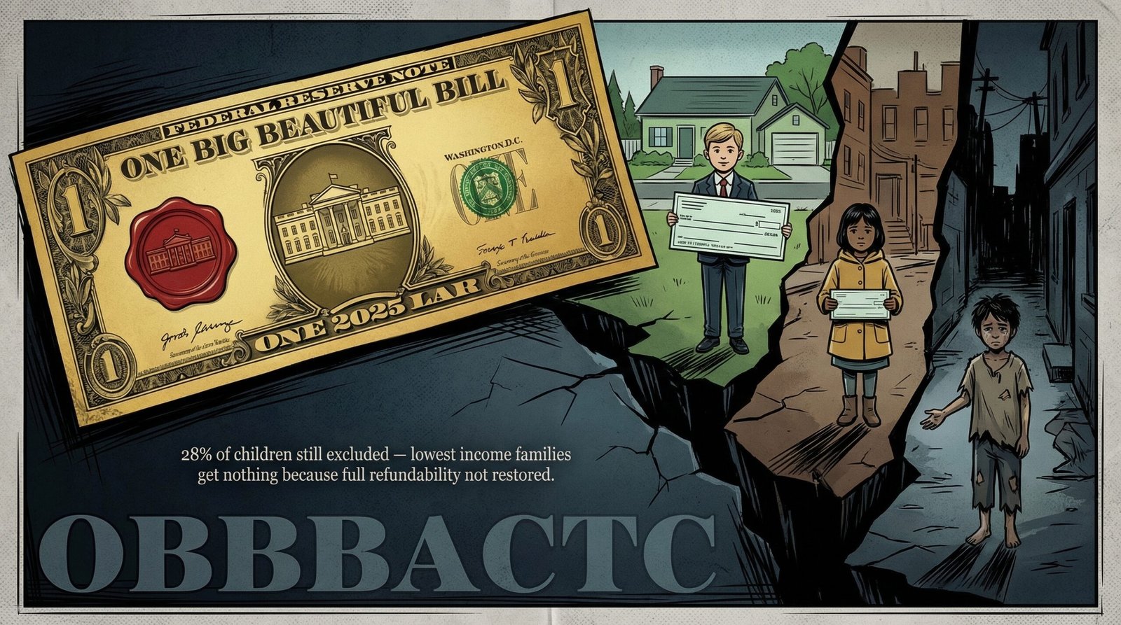 One Big Beautiful Bill 2025 child tax credit increase $2200 lowest income children excluded 28 percent not eligible