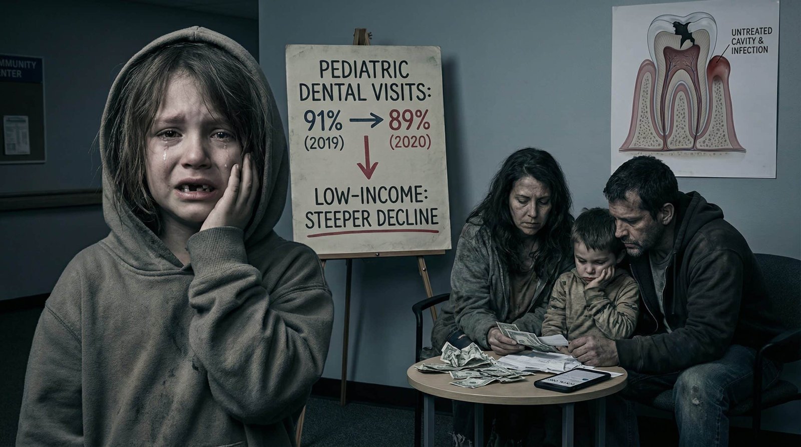 pediatric dental care gap children uninsured low-income missing teeth neglect decline 2020