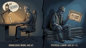 Blue collar worker vs white collar worker retirement age inequality Social Security