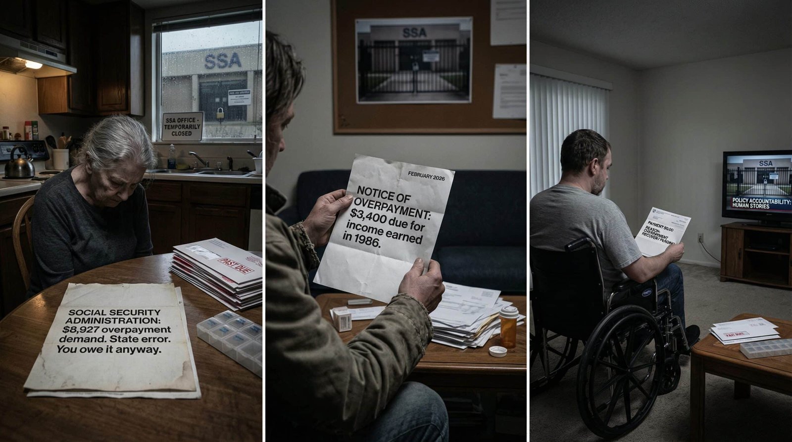 Social Security overpayment real cases 84 year old Houston 8927 demand 40 year old notice fixed income zero check SSDI