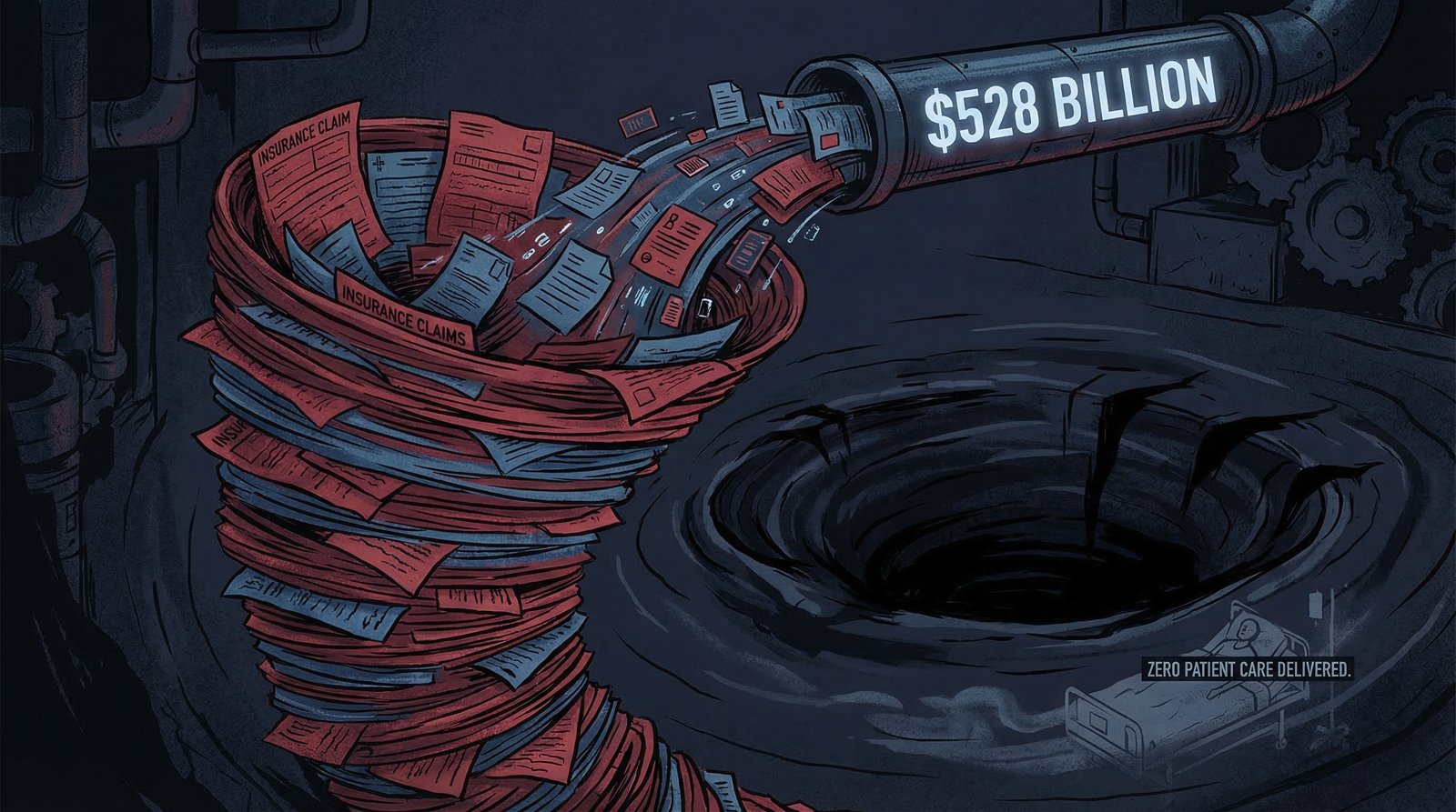 528 billion dollars in healthcare administrative waste funneled into a bureaucratic void