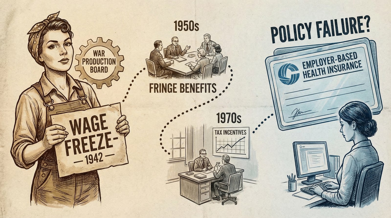 World War II wage freeze policy that accidentally created employer-based health insurance