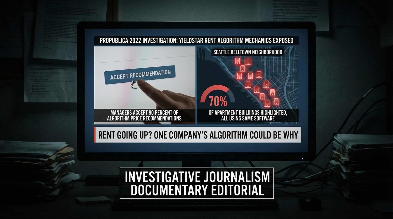 YieldStar algorithm ProPublica 2022 investigation 90 percent adoption rate Seattle Belltown 70 percent market penetration nonpublic competitor data