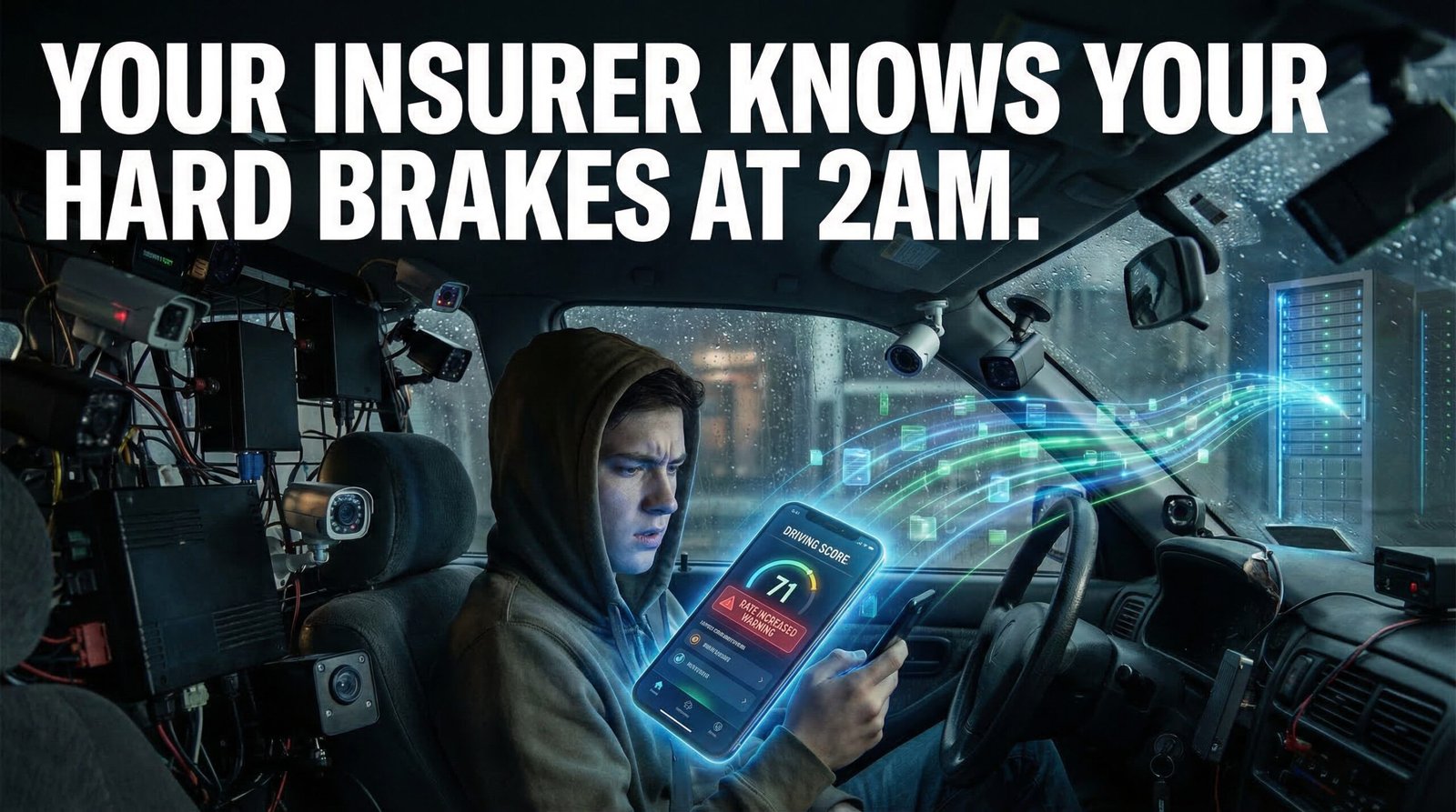 telematics surveillance Progressive Snapshot driving score app monitoring hard brakes privacy concerns