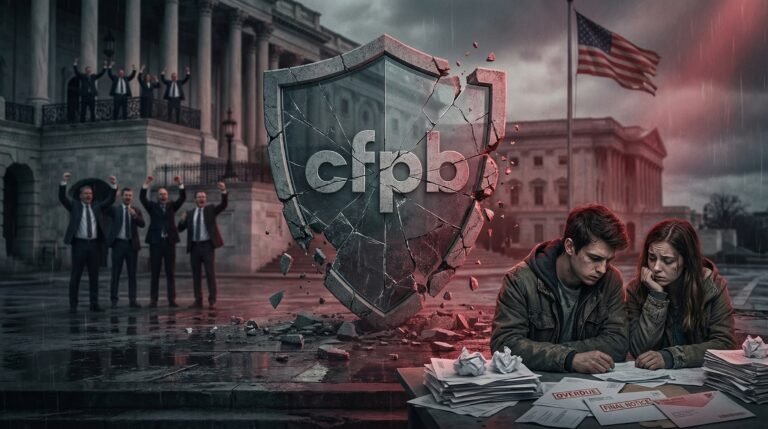 CFPB consumer protection shield shattering as bank executives celebrate and millennials face credit card debt