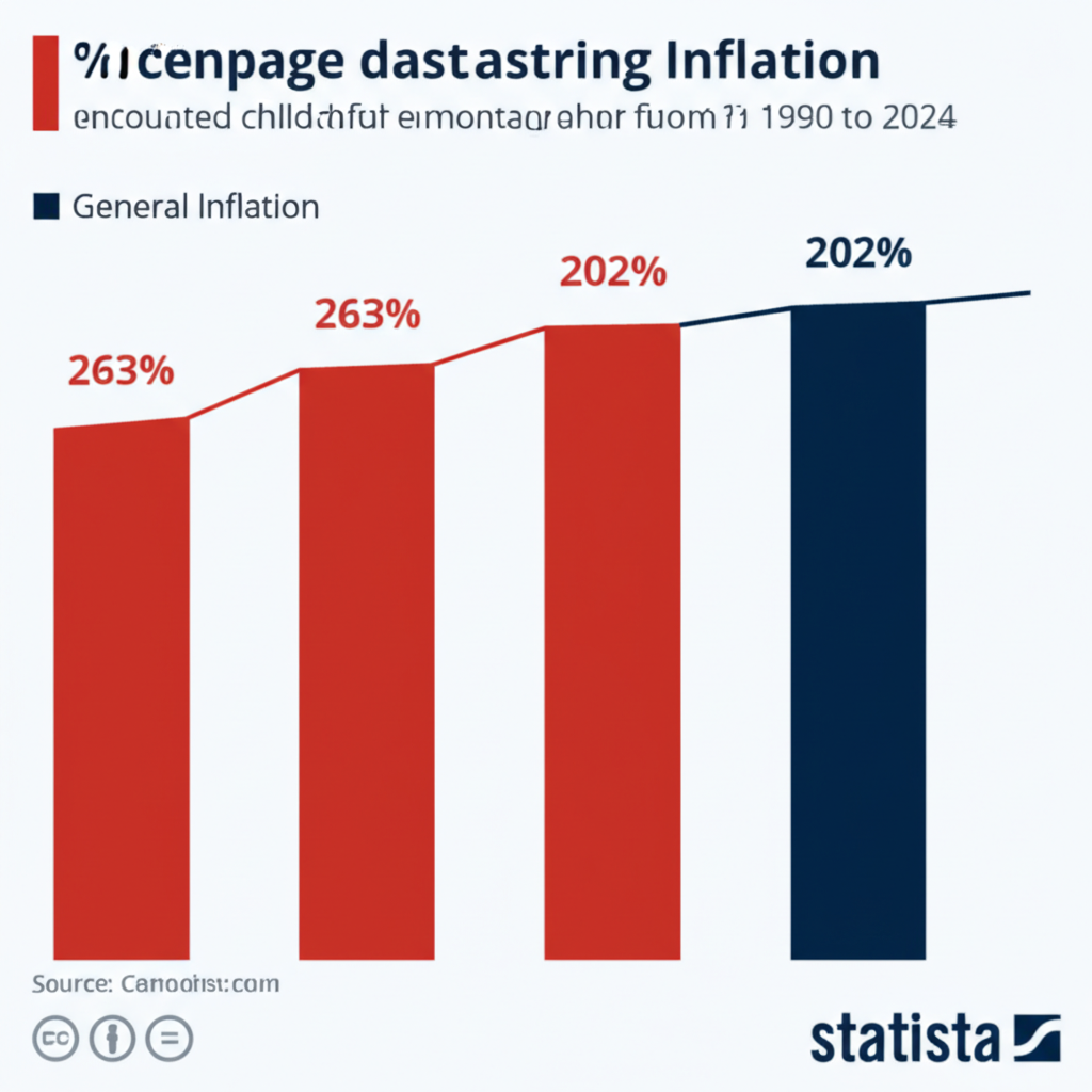 childcare cost increase 263 percent 1990 to 2024 infographic chart