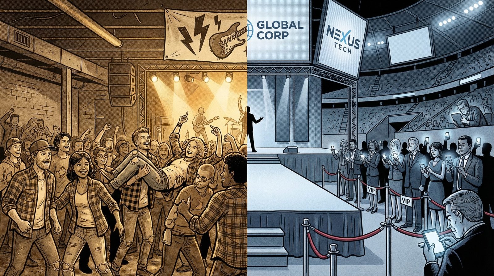 Concert affordability 1990s working class fans versus 2026 VIP corporate concert generational divide