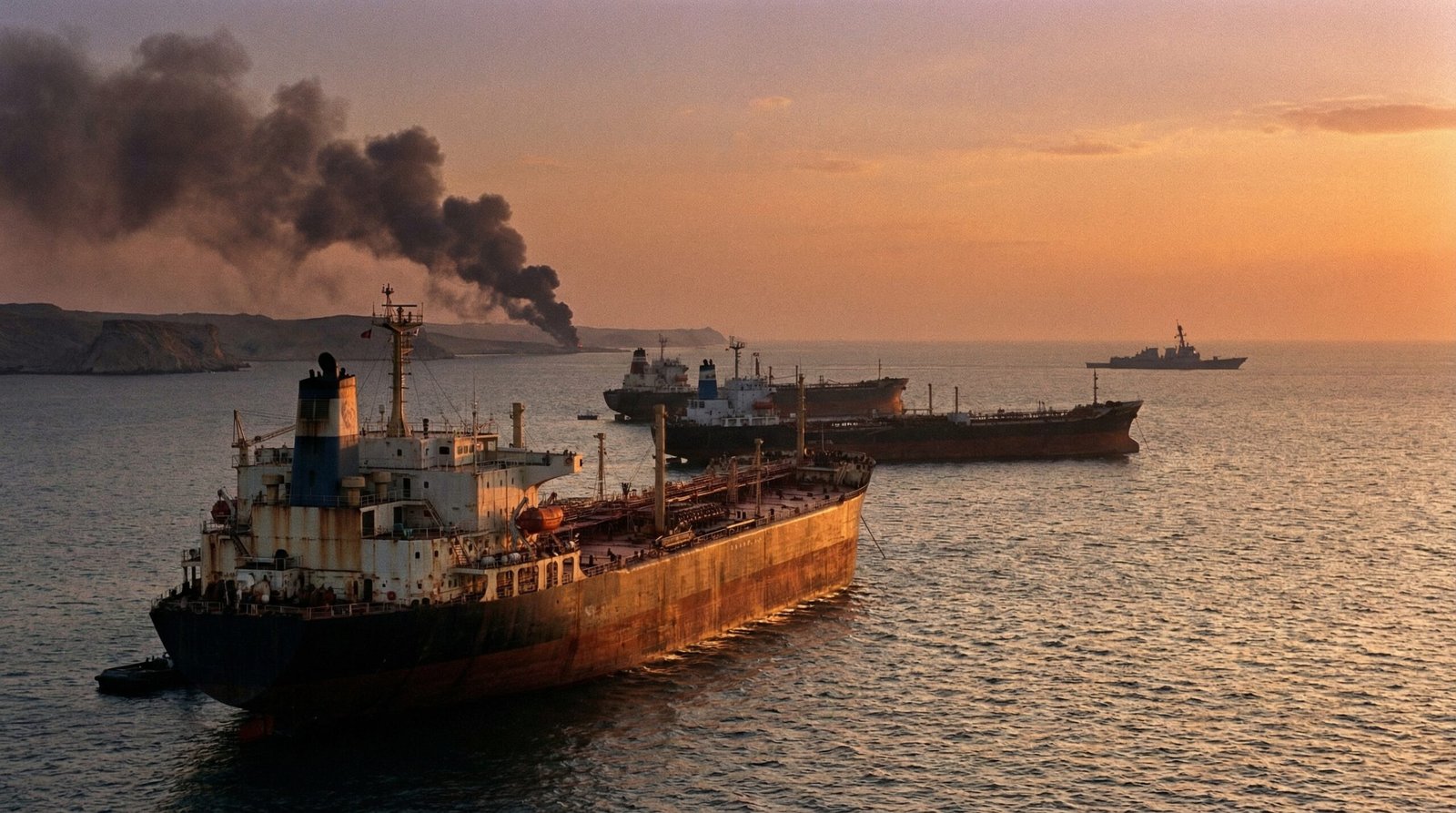 Oil tankers stranded Persian Gulf Iran war Strait of Hormuz US Navy