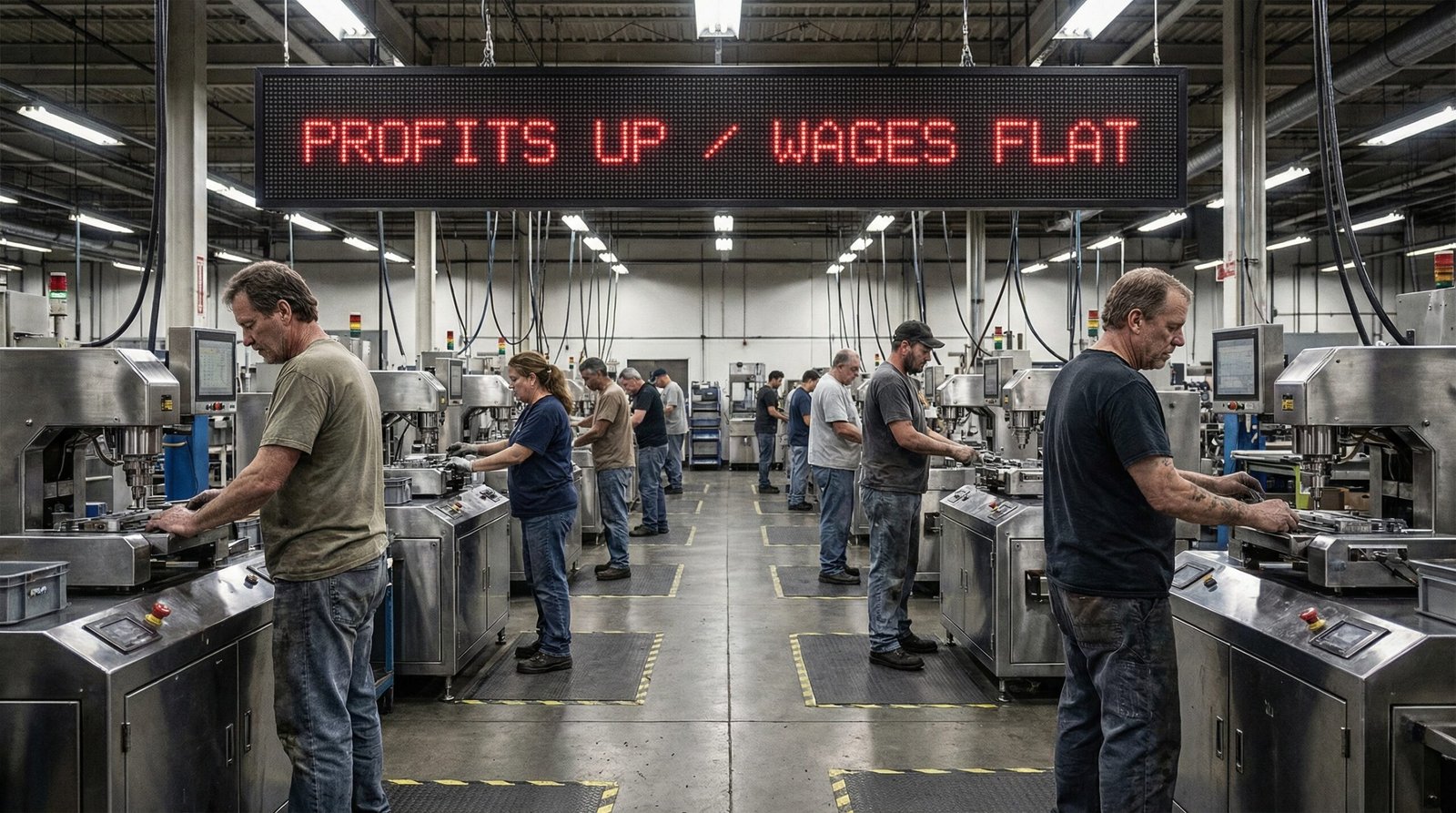 Factory productivity rising labor wages flat record low income share workers