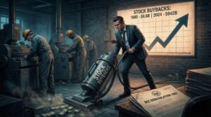 Stock buybacks illegal before 1982 Reagan SEC Rule 10b-18 deregulation corporate wealth extraction workers wages