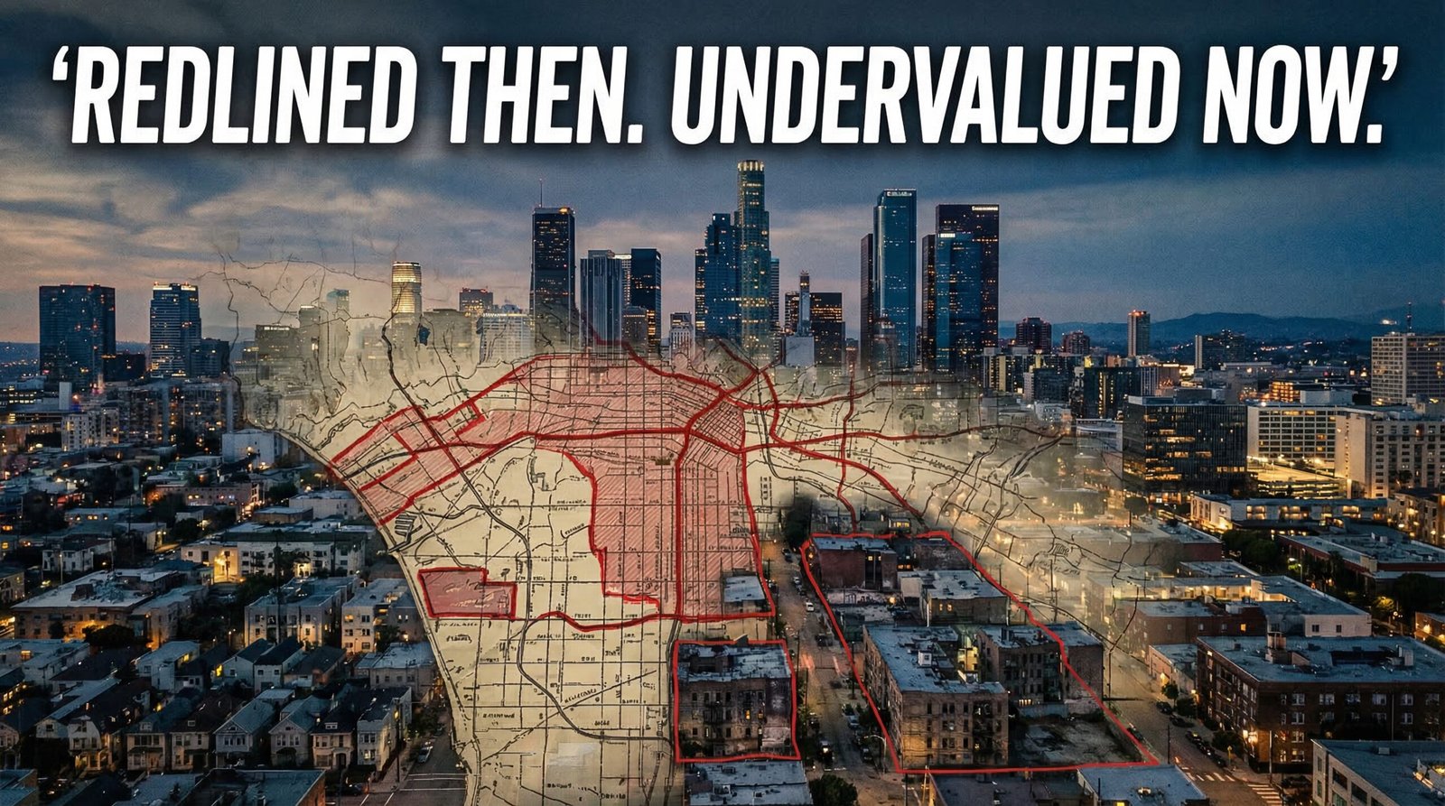 HOLC redlining map overlay showing 1930s redlined neighborhoods still match today's impoverished zip codes
