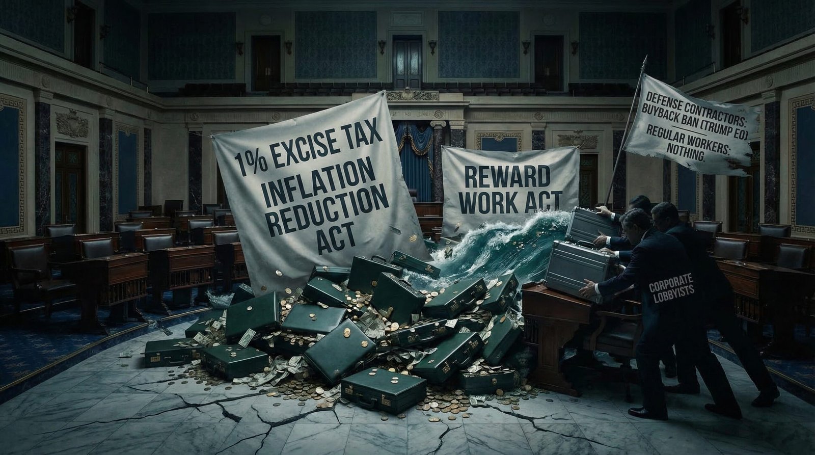 Stock buyback reform 1 percent excise tax Inflation Reduction Act Reward Work Act corporate lobbying blocking reform