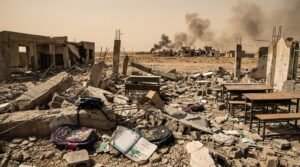 Destroyed elementary school in southern Iran after US-Israeli airstrike during Iran war 2026 civilian cost