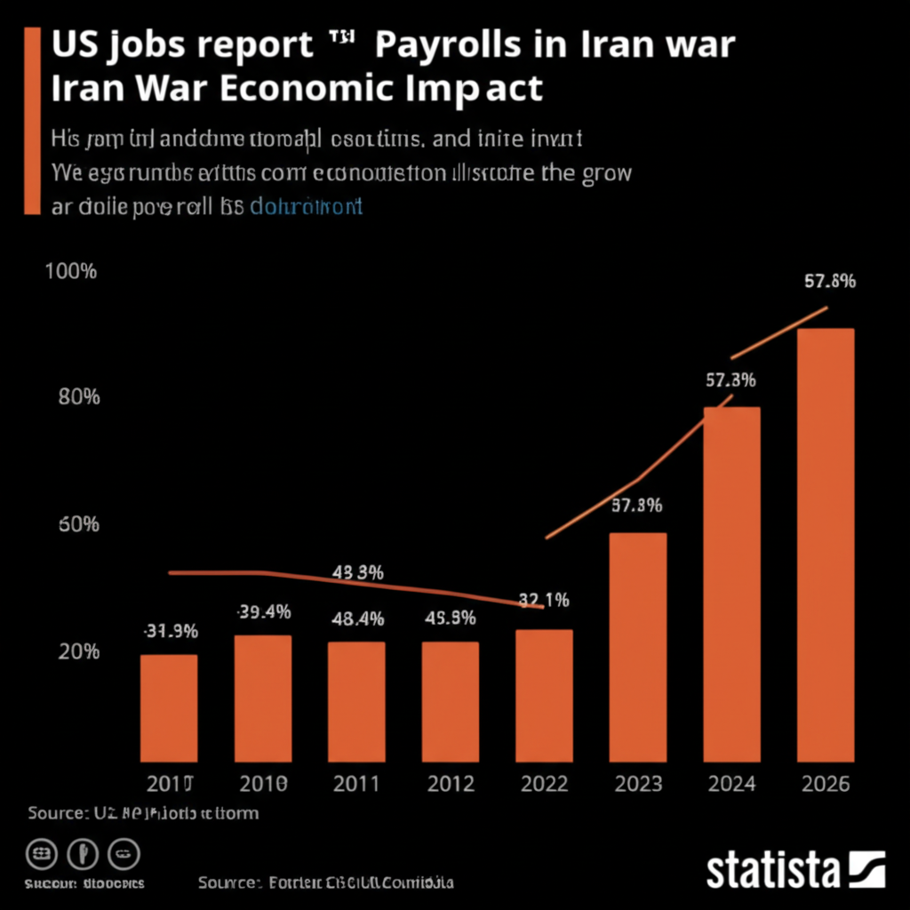 US jobs report February 2026 declining payrolls Iran war chart