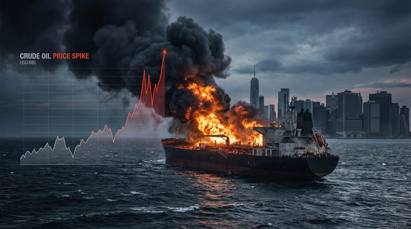 Iranian missile strike on oil tanker causing WTI crude oil price spike to $80 per barrel Iran war 2026