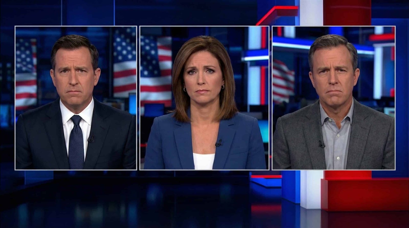 Conservative media figures Tucker Carlson and Megyn Kelly on split screens criticizing Trump Iran war