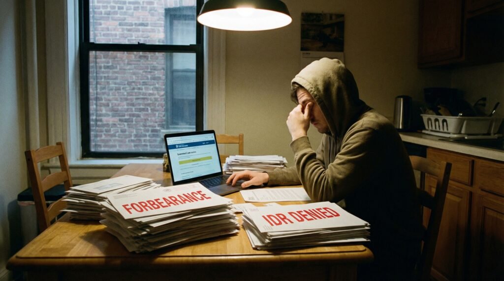 Millennial overwhelmed by Navient student loan forbearance notices instead of income-driven repayment options