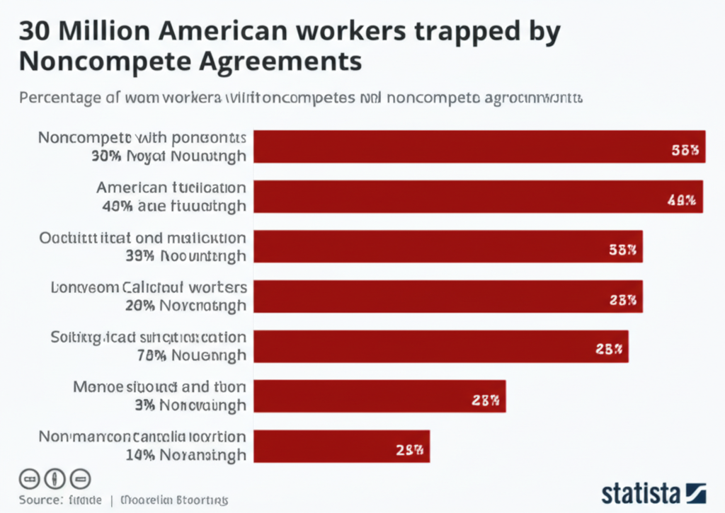 noncompete agreement abuse 30 million workers chart by industry sector