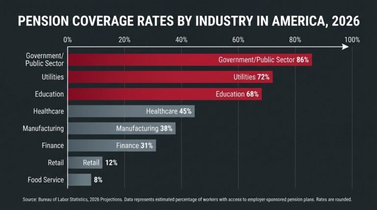 pension coverage rates by industry sector America 2026 infographic chart
