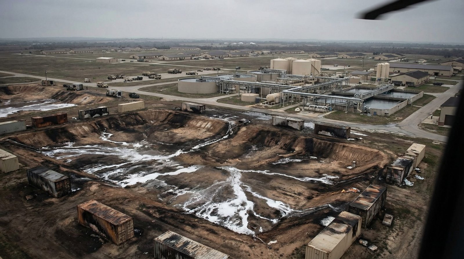 US military base AFFF foam fire training pit PFAS contamination groundwater forever chemicals