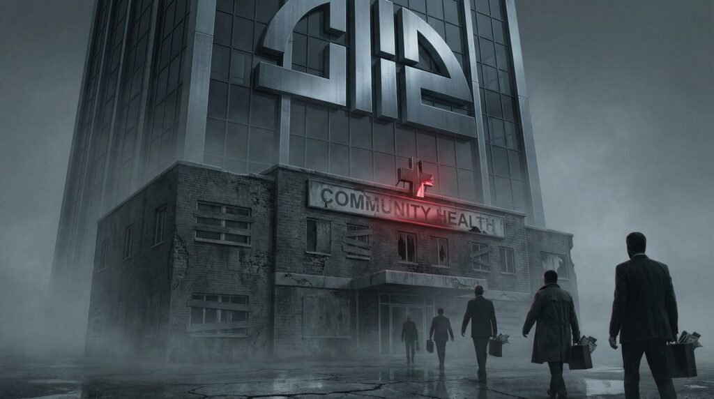 Private equity firm towers over community hospital as executives carry cash — private equity hospital buyouts crisis