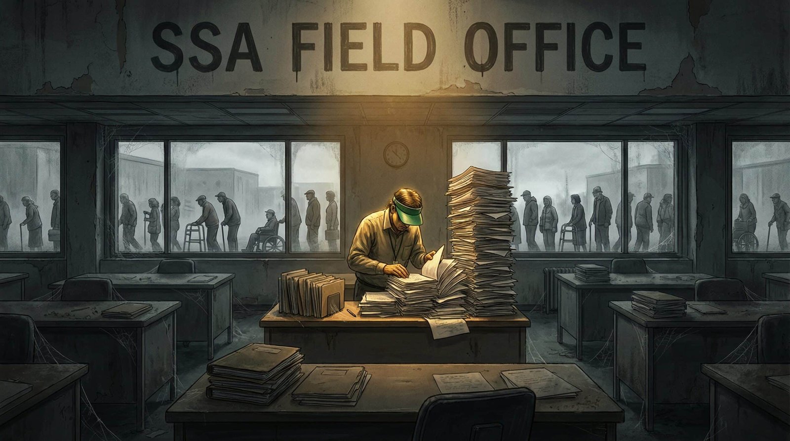 Understaffed Social Security Administration field office overwhelmed by disability claim backlog from decades of congressional underfunding