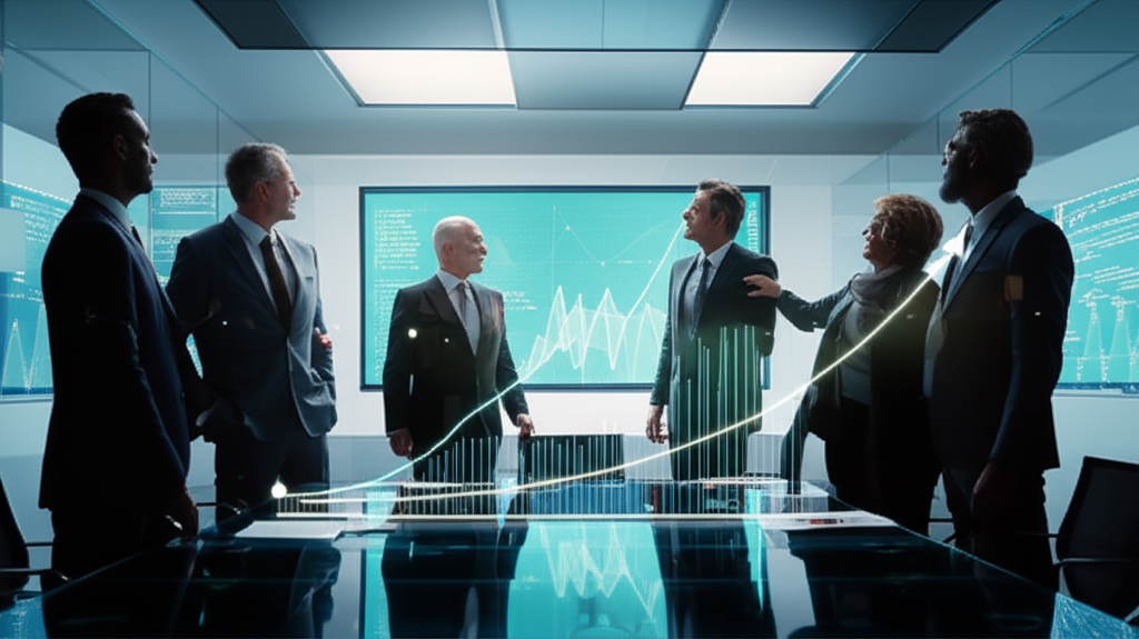 corporate SaaS tech executives celebrating subscription revenue charts boardroom subscription economy profiting from consumer confusion