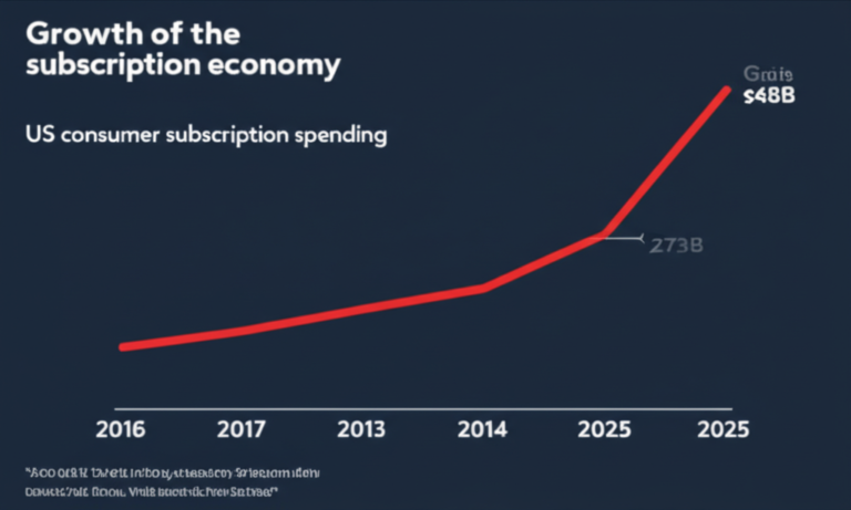 subscription economy trap spending growth chart $48B 2015 to $273B 2025 infographic