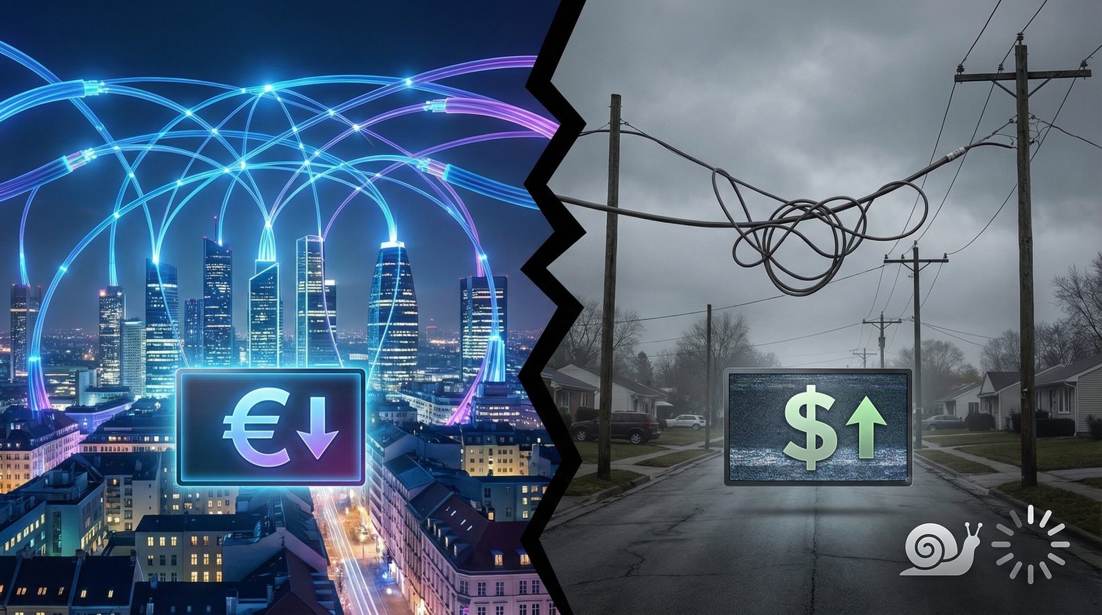 US versus Europe internet price comparison showing American broadband costs far more