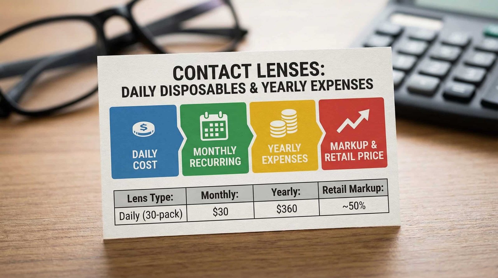 Contact lenses recurring costs markup